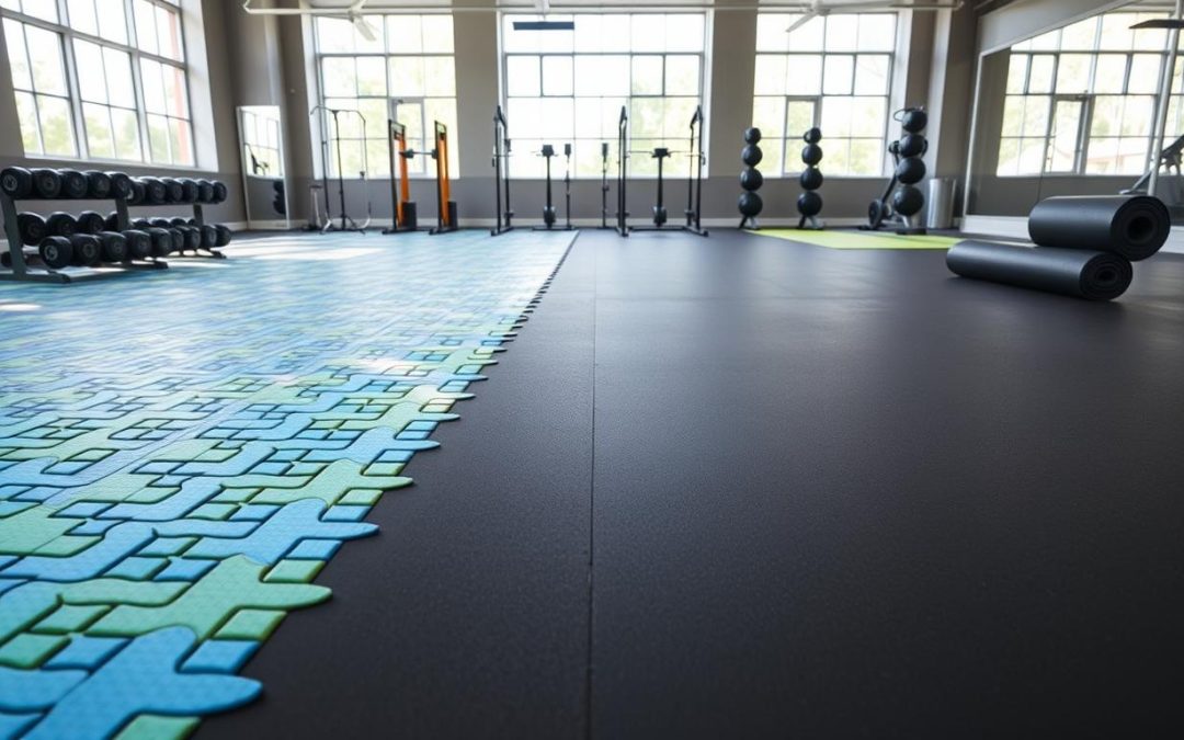 Rubber flooring tiles